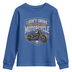 I Dont Snore I Dream Im A Motorcycle Rider Youth Sweatshirt Snoring Biker Retro Bikers Club TS10 Royal Blue Print Your Wear