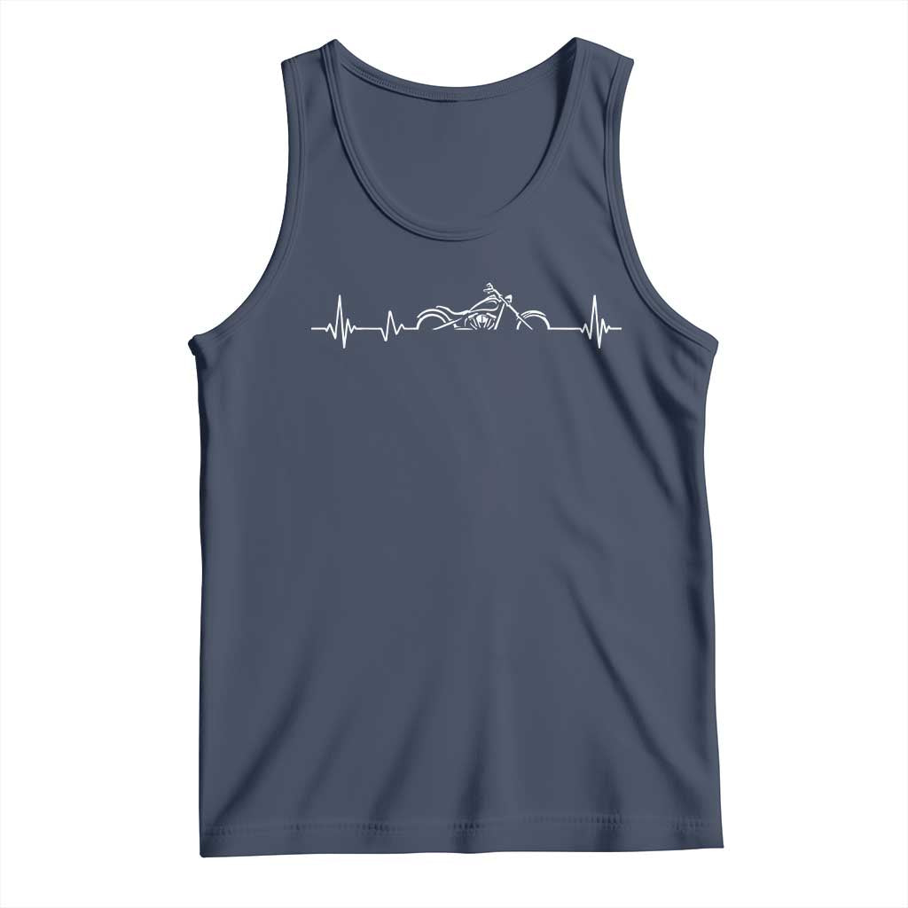 Heartbeat Motorcycle Lovers Tank Top Sports Biker Bikers Club TS10 Navy Print Your Wear