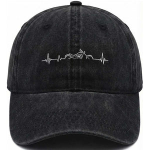 Heartbeat Motorcycle Lovers Washed Cotton Baseball Cap Sports Biker Bikers Club TS10 Print Your Wear