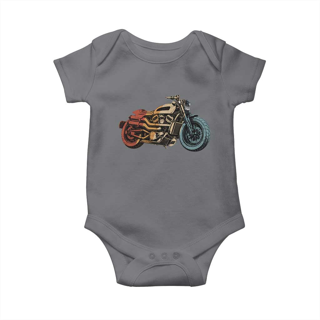 Vintage Motorcycle Baby Onesie Retro Rider Graphic Motorcycle Enthusiasts Bikers Club TS10 Charcoal Print Your Wear