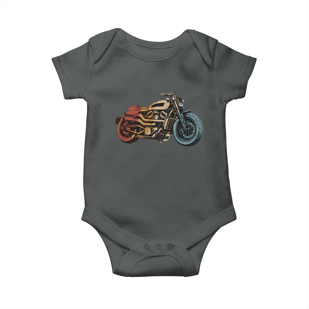 Vintage Motorcycle Baby Onesie Retro Rider Graphic Motorcycle Enthusiasts Bikers Club TS10 Dark Heather Print Your Wear