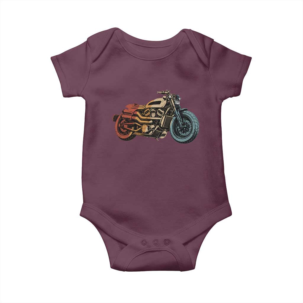 Vintage Motorcycle Baby Onesie Retro Rider Graphic Motorcycle Enthusiasts Bikers Club TS10 Maroon Print Your Wear