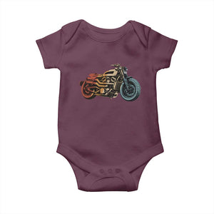 Vintage Motorcycle Baby Onesie Retro Rider Graphic Motorcycle Enthusiasts Bikers Club TS10 Maroon Print Your Wear