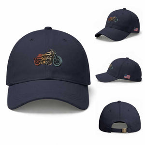 Vintage Motorcycle Baseball Cap Retro Rider Graphic Motorcycle Enthusiasts Bikers Club TS10 Baseball Cap Universal Fit Navy Print Your Wear