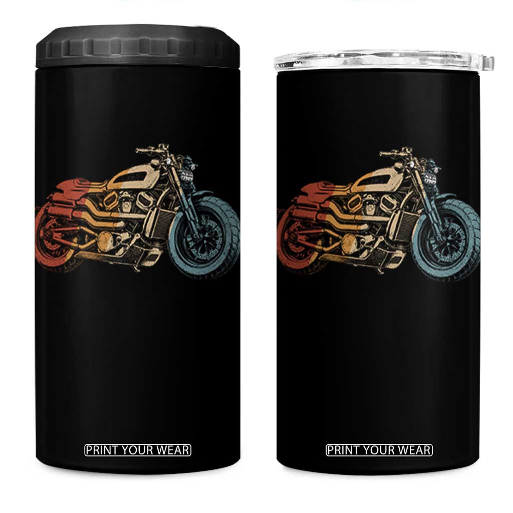 Vintage Motorcycle 4 in 1 Can Cooler Tumbler Retro Rider Graphic Motorcycle Enthusiasts Bikers Club TS10 One Size: 16 oz Black Print Your Wear