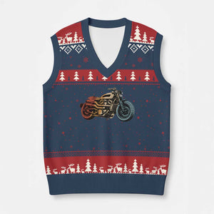 Vintage Motorcycle V-Neck Knit Sweater Vest Retro Rider Graphic Motorcycle Enthusiasts Bikers Club TS10 Navy Red Print Your Wear
