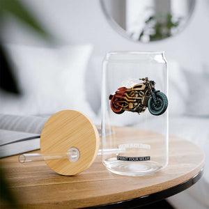 Vintage Motorcycle Glass Can Retro Rider Graphic Motorcycle Enthusiasts Bikers Club TS10 Print Your Wear