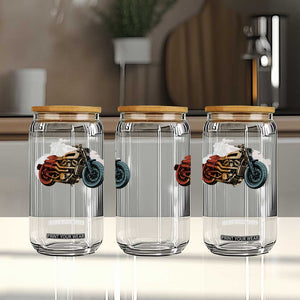 Vintage Motorcycle Glass Can Retro Rider Graphic Motorcycle Enthusiasts Bikers Club TS10 Print Your Wear