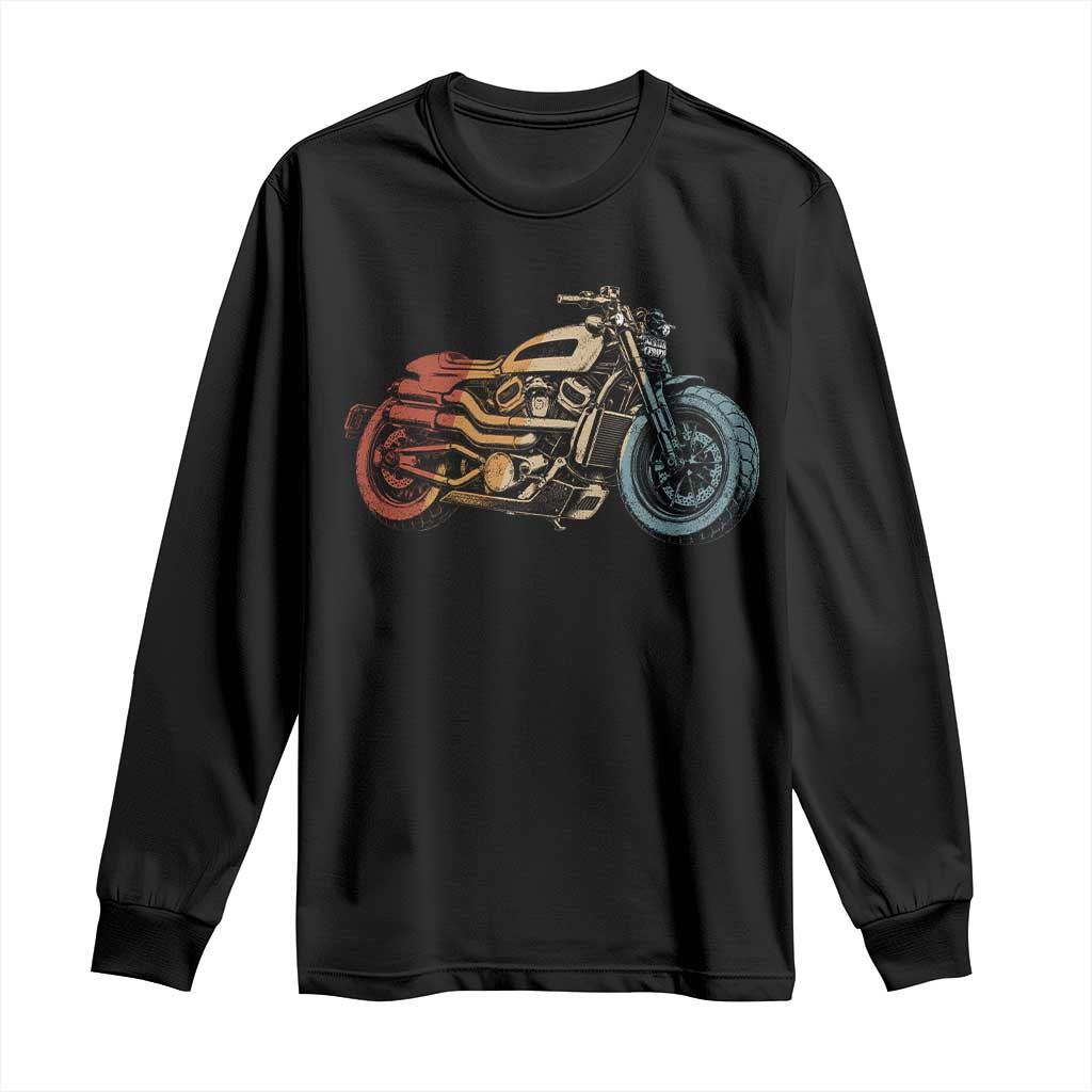 Vintage Motorcycle Long Sleeve Shirt Retro Rider Graphic Motorcycle Enthusiasts Bikers Club TS10 Black Print Your Wear