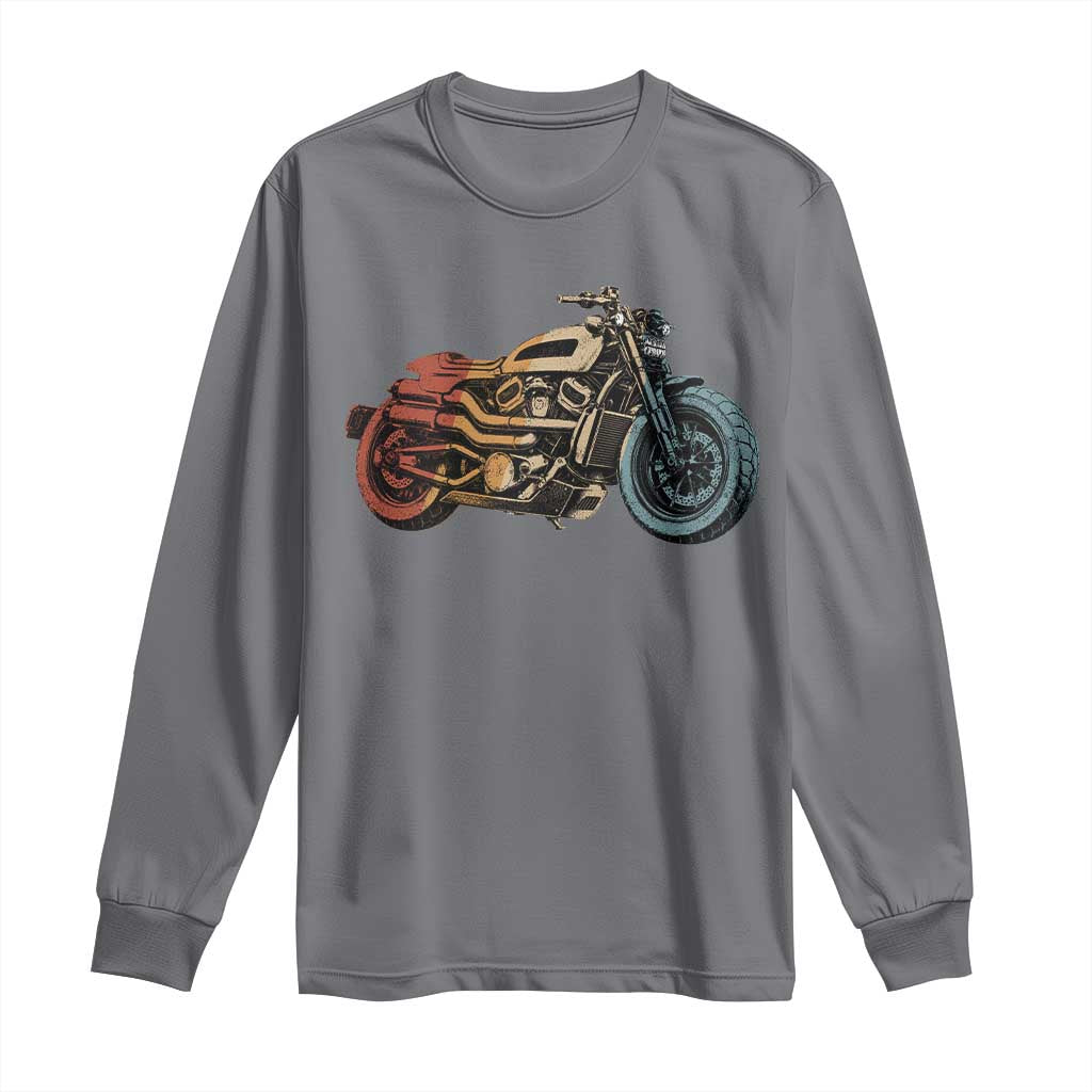 Vintage Motorcycle Long Sleeve Shirt Retro Rider Graphic Motorcycle Enthusiasts Bikers Club TS10 Charcoal Print Your Wear