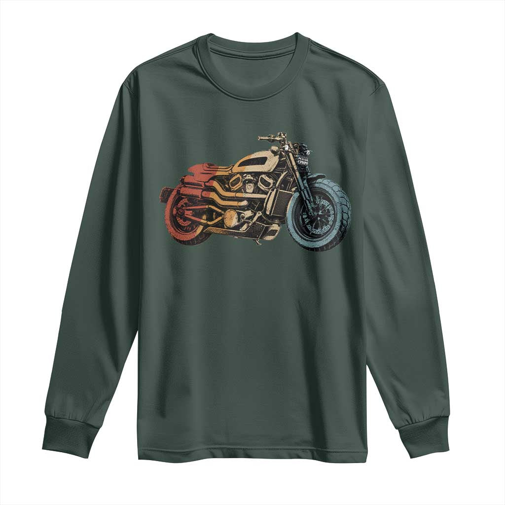 Vintage Motorcycle Long Sleeve Shirt Retro Rider Graphic Motorcycle Enthusiasts Bikers Club TS10 Dark Forest Green Print Your Wear