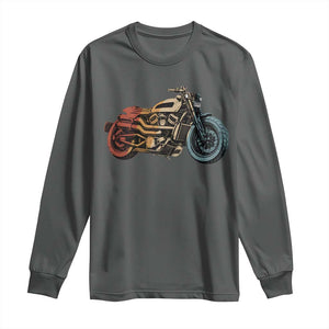 Vintage Motorcycle Long Sleeve Shirt Retro Rider Graphic Motorcycle Enthusiasts Bikers Club TS10 Dark Heather Print Your Wear