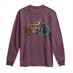Vintage Motorcycle Long Sleeve Shirt Retro Rider Graphic Motorcycle Enthusiasts Bikers Club TS10 Maroon Print Your Wear