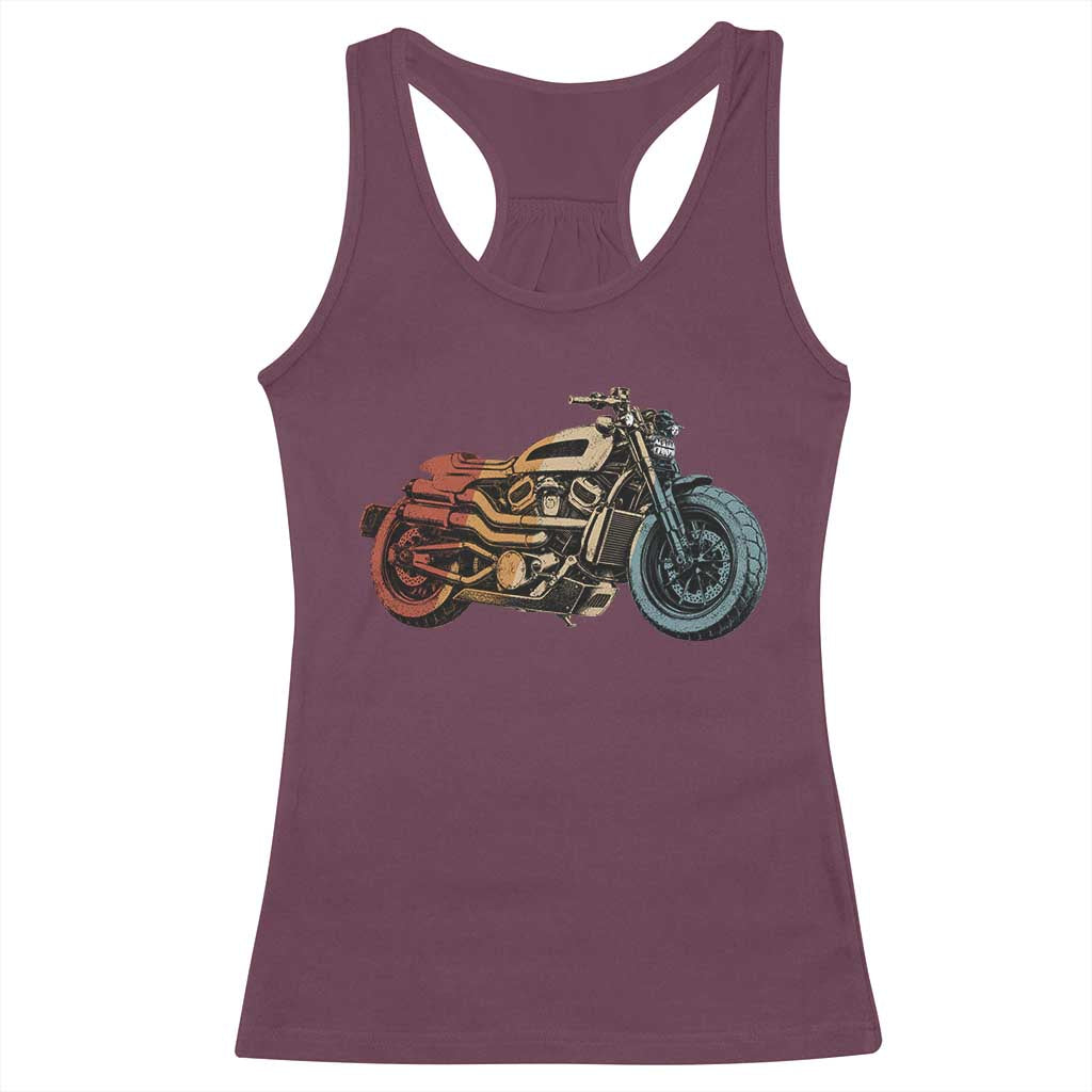 Vintage Motorcycle Racerback Tank Top Retro Rider Graphic Motorcycle Enthusiasts Bikers Club TS10 Maroon Print Your Wear