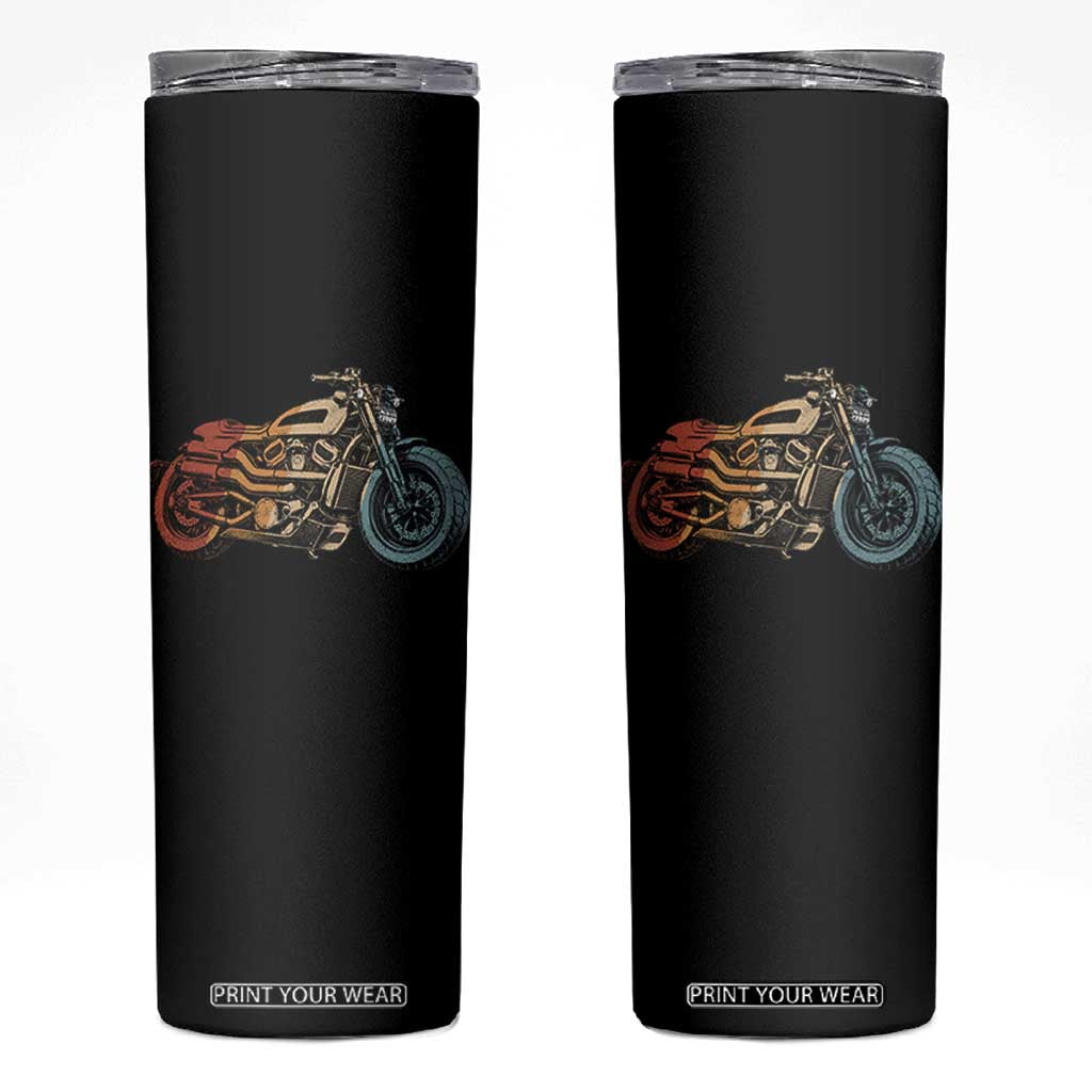Vintage Motorcycle Skinny Tumbler Retro Rider Graphic Motorcycle Enthusiasts Bikers Club TS10 Black Print Your Wear