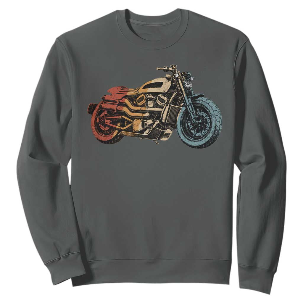Vintage Motorcycle Sweatshirt Retro Rider Graphic Motorcycle Enthusiasts Bikers Club TS10 Dark Heather Print Your Wear