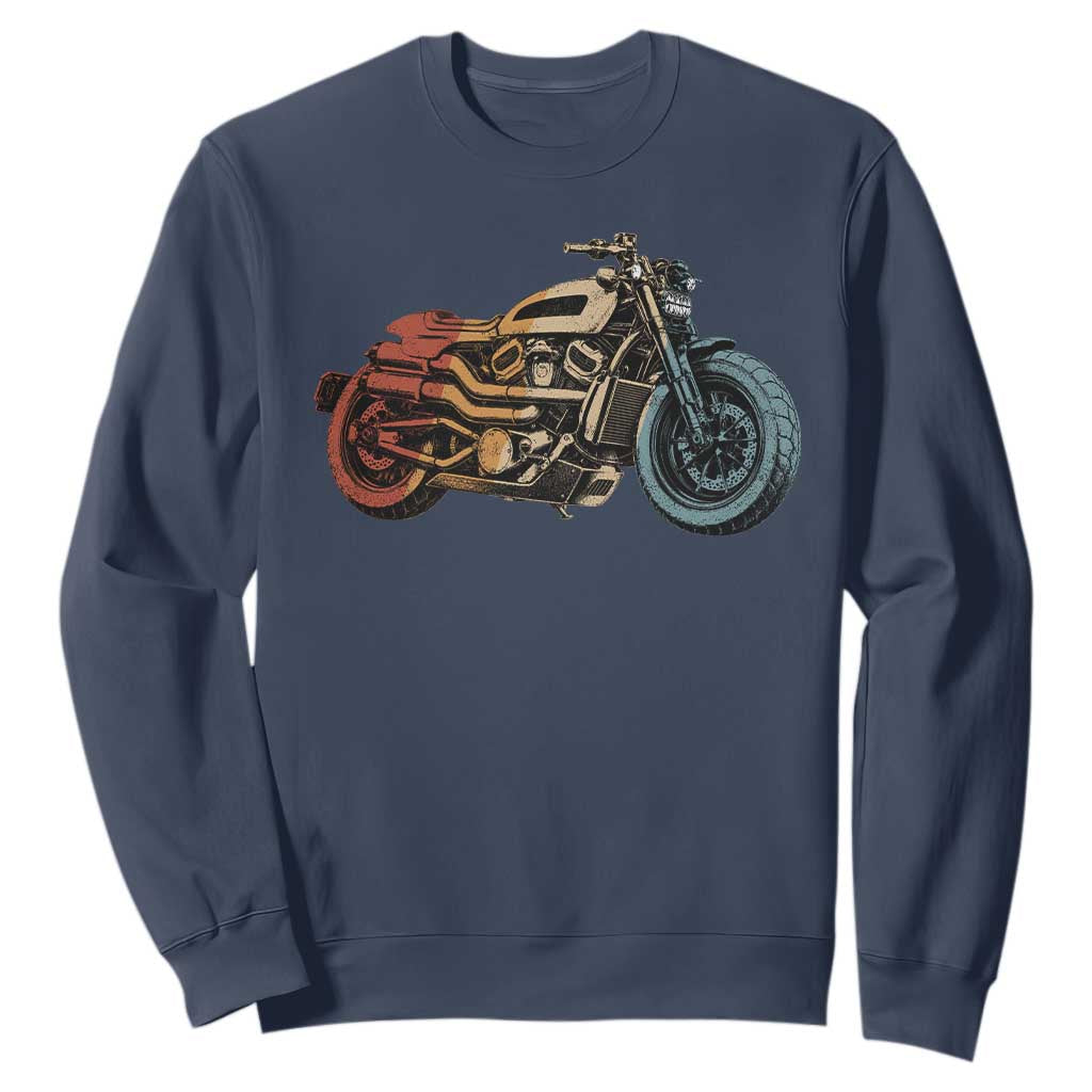 Vintage Motorcycle Sweatshirt Retro Rider Graphic Motorcycle Enthusiasts Bikers Club TS10 Navy Print Your Wear