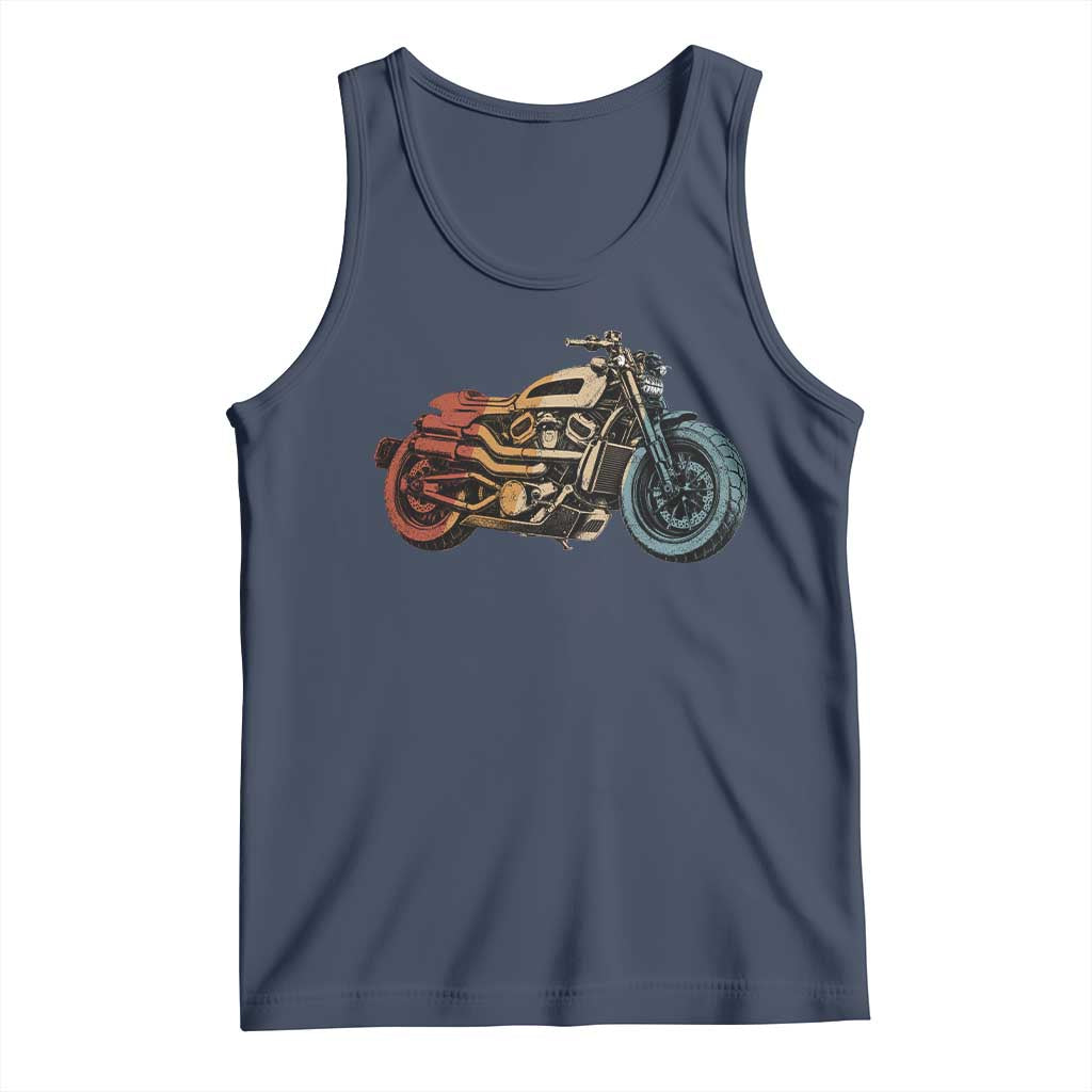 Vintage Motorcycle Tank Top Retro Rider Graphic Motorcycle Enthusiasts Bikers Club TS10 Navy Print Your Wear