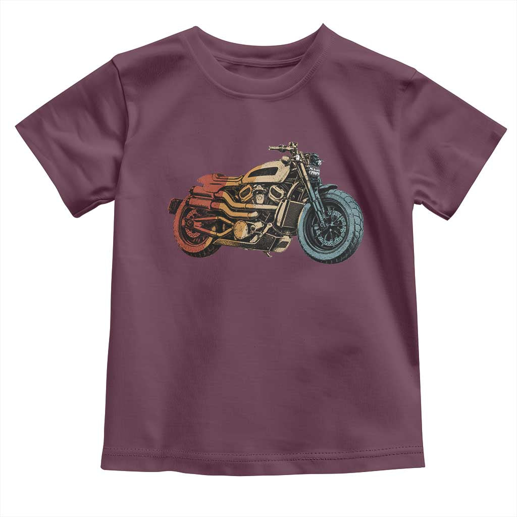 Vintage Motorcycle Toddler T Shirt Retro Rider Graphic Motorcycle Enthusiasts Bikers Club TS10 Maroon Print Your Wear