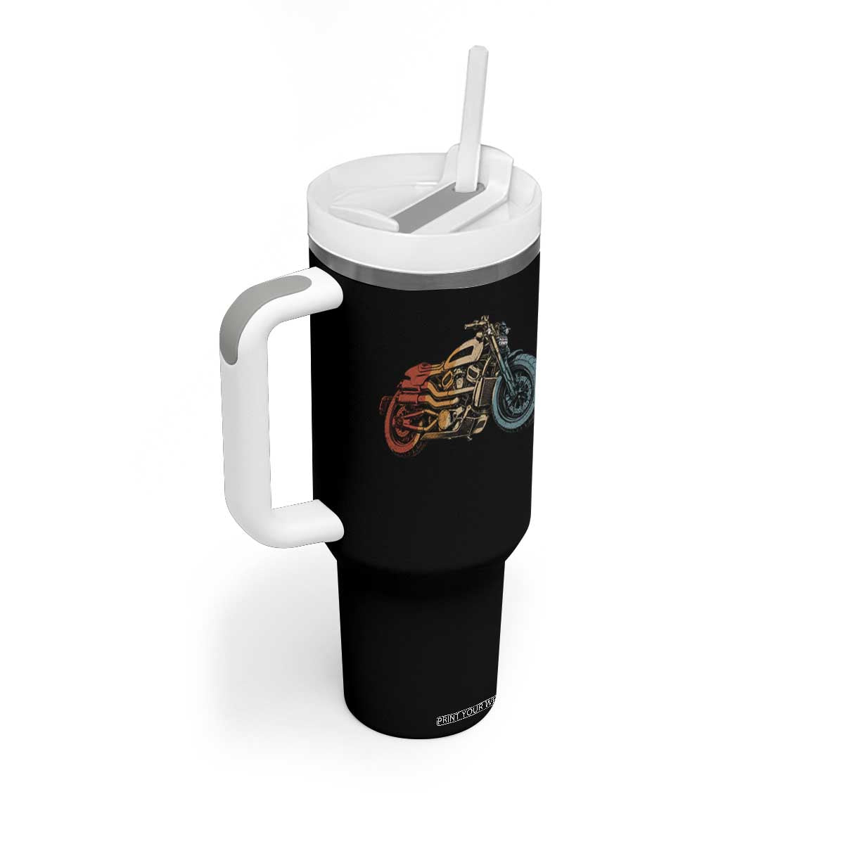Vintage Motorcycle Tumbler With Handle Retro Rider Graphic Motorcycle Enthusiasts Bikers Club TS10 Print Your Wear