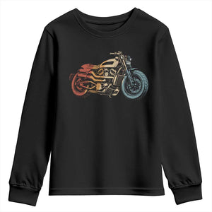 Vintage Motorcycle Youth Sweatshirt Retro Rider Graphic Motorcycle Enthusiasts Bikers Club TS10 Black Print Your Wear