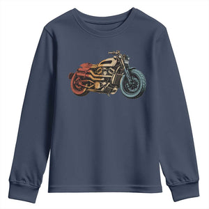 Vintage Motorcycle Youth Sweatshirt Retro Rider Graphic Motorcycle Enthusiasts Bikers Club TS10 Navy Print Your Wear