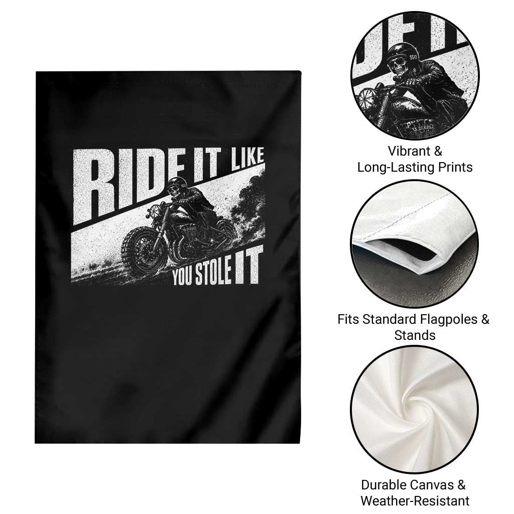 Ride It Like You Stole It Skeleton Biker Garden Flag Vintage Motorcycle Rider TS10 Print Your Wear