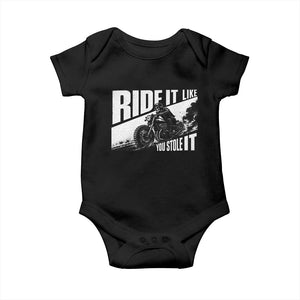 Ride It Like You Stole It Skeleton Biker Baby Onesie Vintage Motorcycle Rider TS10 Black Print Your Wear
