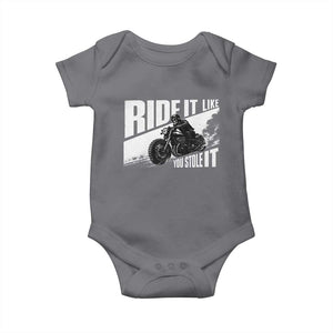 Ride It Like You Stole It Skeleton Biker Baby Onesie Vintage Motorcycle Rider TS10 Charcoal Print Your Wear