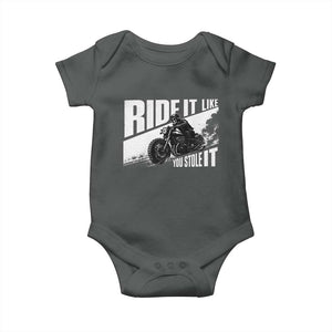 Ride It Like You Stole It Skeleton Biker Baby Onesie Vintage Motorcycle Rider TS10 Dark Heather Print Your Wear