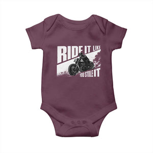 Ride It Like You Stole It Skeleton Biker Baby Onesie Vintage Motorcycle Rider TS10 Maroon Print Your Wear