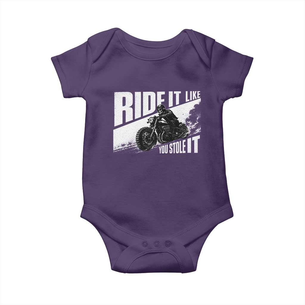 Ride It Like You Stole It Skeleton Biker Baby Onesie Vintage Motorcycle Rider TS10 Purple Print Your Wear