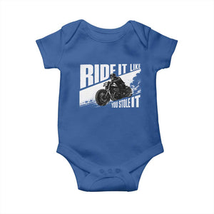 Ride It Like You Stole It Skeleton Biker Baby Onesie Vintage Motorcycle Rider TS10 Royal Blue Print Your Wear