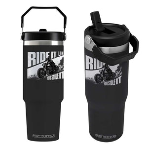 Ride It Like You Stole It Skeleton Biker Flip Straw Tumbler Vintage Motorcycle Rider TS10 One Size: 30 oz Black Print Your Wear