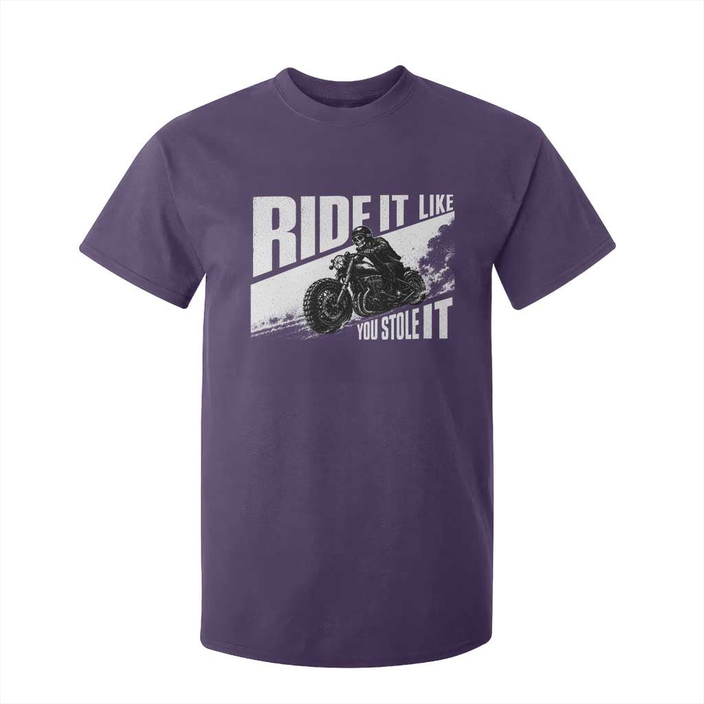 Ride It Like You Stole It Skeleton Biker T Shirt For Kid Vintage Motorcycle Rider TS10 Purple Print Your Wear