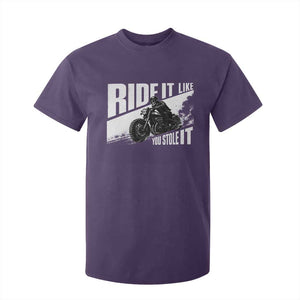 Ride It Like You Stole It Skeleton Biker T Shirt For Kid Vintage Motorcycle Rider TS10 Purple Print Your Wear