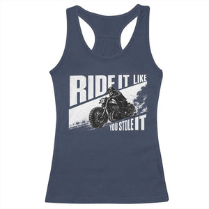 Ride It Like You Stole It Skeleton Biker Racerback Tank Top Vintage Motorcycle Rider TS10 Navy Print Your Wear