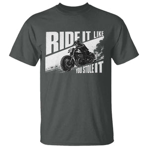 Ride It Like You Stole It Skeleton Biker T Shirt Vintage Motorcycle Rider TS10 Dark Heather Print Your Wear