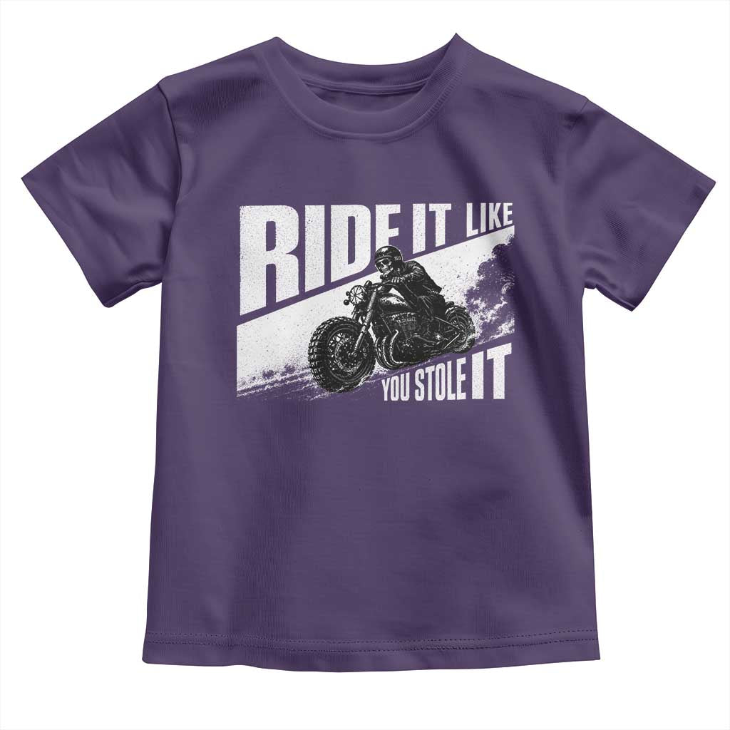Ride It Like You Stole It Skeleton Biker Toddler T Shirt Vintage Motorcycle Rider TS10 Purple Print Your Wear