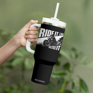 Ride It Like You Stole It Skeleton Biker Tumbler With Handle Vintage Motorcycle Rider TS10 Print Your Wear