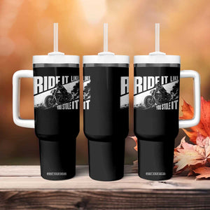 Ride It Like You Stole It Skeleton Biker Tumbler With Handle Vintage Motorcycle Rider TS10 Print Your Wear