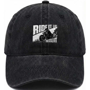 Ride It Like You Stole It Skeleton Biker Washed Cotton Baseball Cap Vintage Motorcycle Rider TS10 Print Your Wear