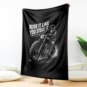 Ride It Like You Stole It Skeleton Rider Vintage Motorcycle Graphic Throw Blanket Biker Enthusiasts TS10 Print Your Wear
