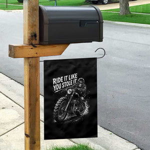 Ride It Like You Stole It Skeleton Rider Vintage Motorcycle Graphic Garden Flag Biker Enthusiasts TS10 Print Your Wear