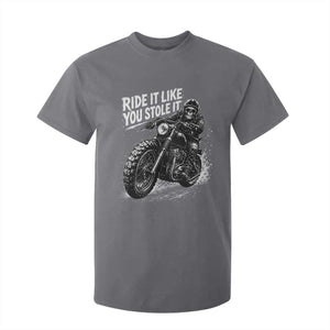 Ride It Like You Stole It Skeleton Rider Vintage Motorcycle Graphic T Shirt For Kid Biker Enthusiasts TS10 Charcoal Print Your Wear