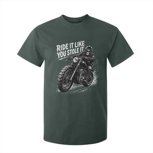 Ride It Like You Stole It Skeleton Rider Vintage Motorcycle Graphic T Shirt For Kid Biker Enthusiasts TS10 Dark Forest Green Print Your Wear