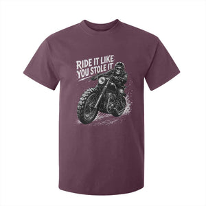 Ride It Like You Stole It Skeleton Rider Vintage Motorcycle Graphic T Shirt For Kid Biker Enthusiasts TS10 Maroon Print Your Wear