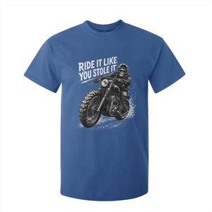 Ride It Like You Stole It Skeleton Rider Vintage Motorcycle Graphic T Shirt For Kid Biker Enthusiasts TS10 Royal Blue Print Your Wear