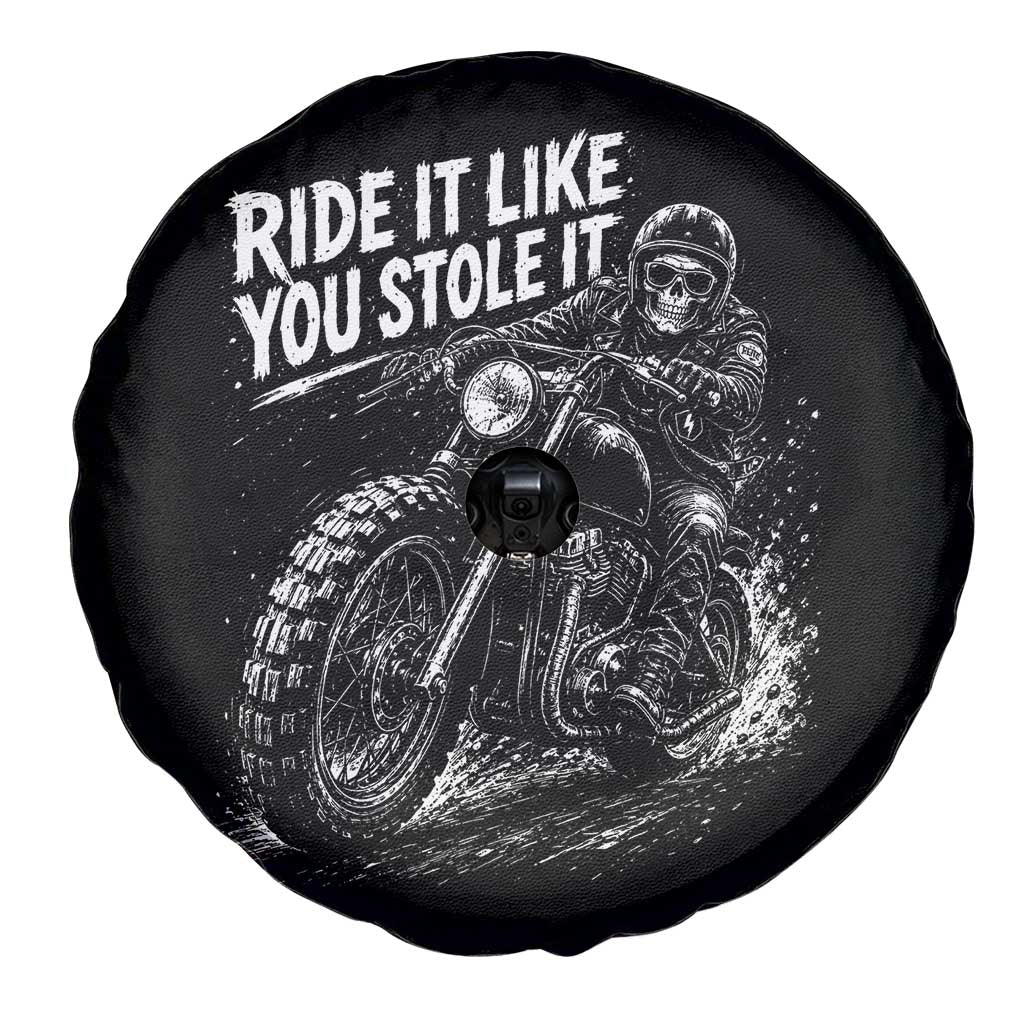 Ride It Like You Stole It Skeleton Rider Vintage Motorcycle Graphic Spare Tire Cover Biker Enthusiasts TS10 Print Your Wear