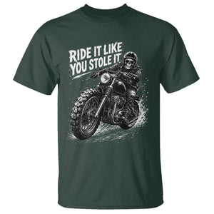Ride It Like You Stole It Skeleton Rider Vintage Motorcycle Graphic T Shirt Biker Enthusiasts TS10 Dark Forest Green Print Your Wear